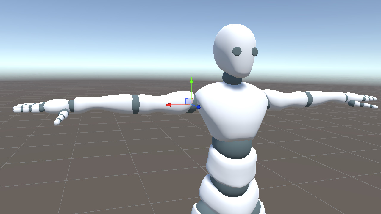 Right upper arm along local X axis