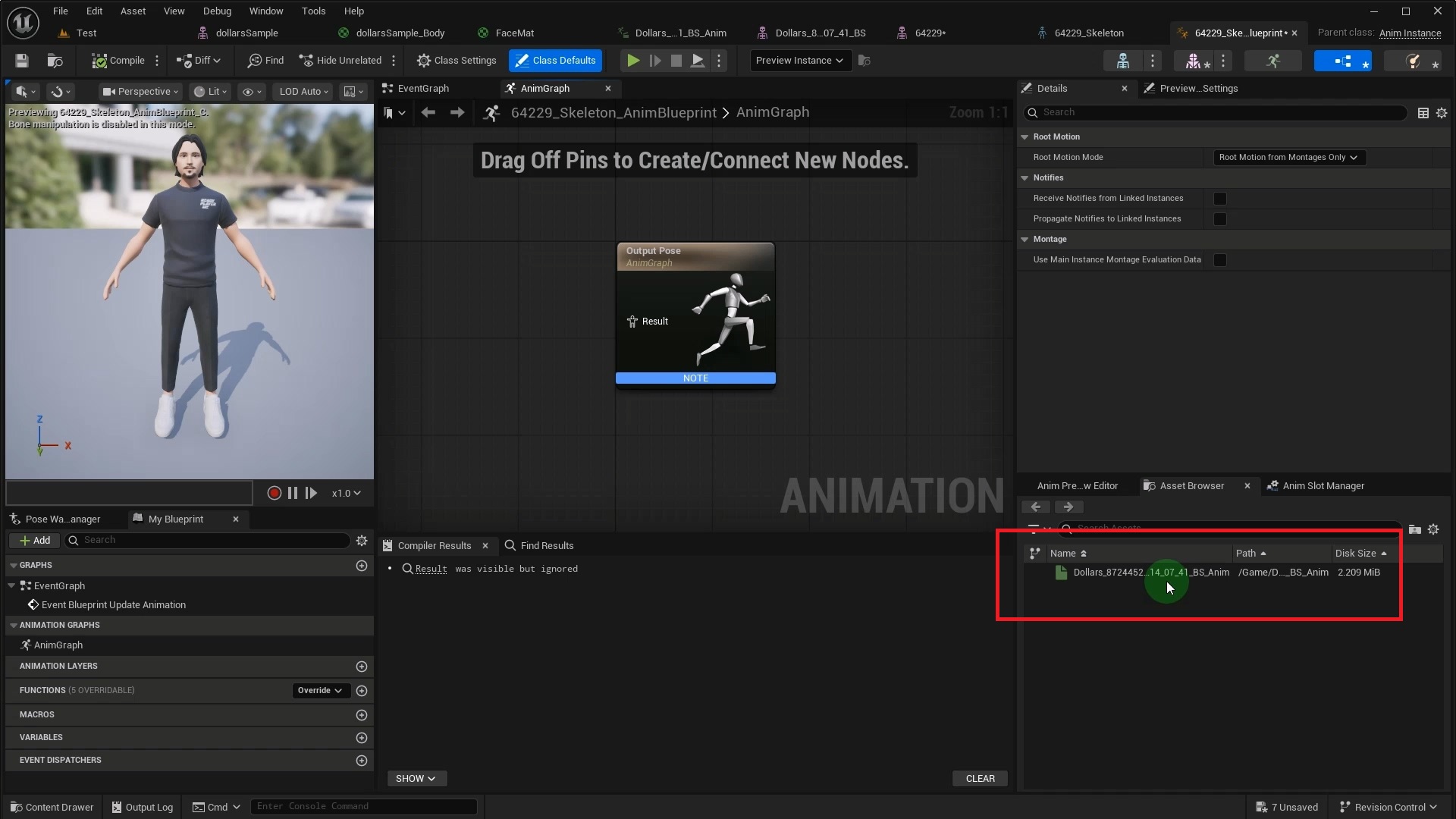 Dollars animation in the Animation Blueprint