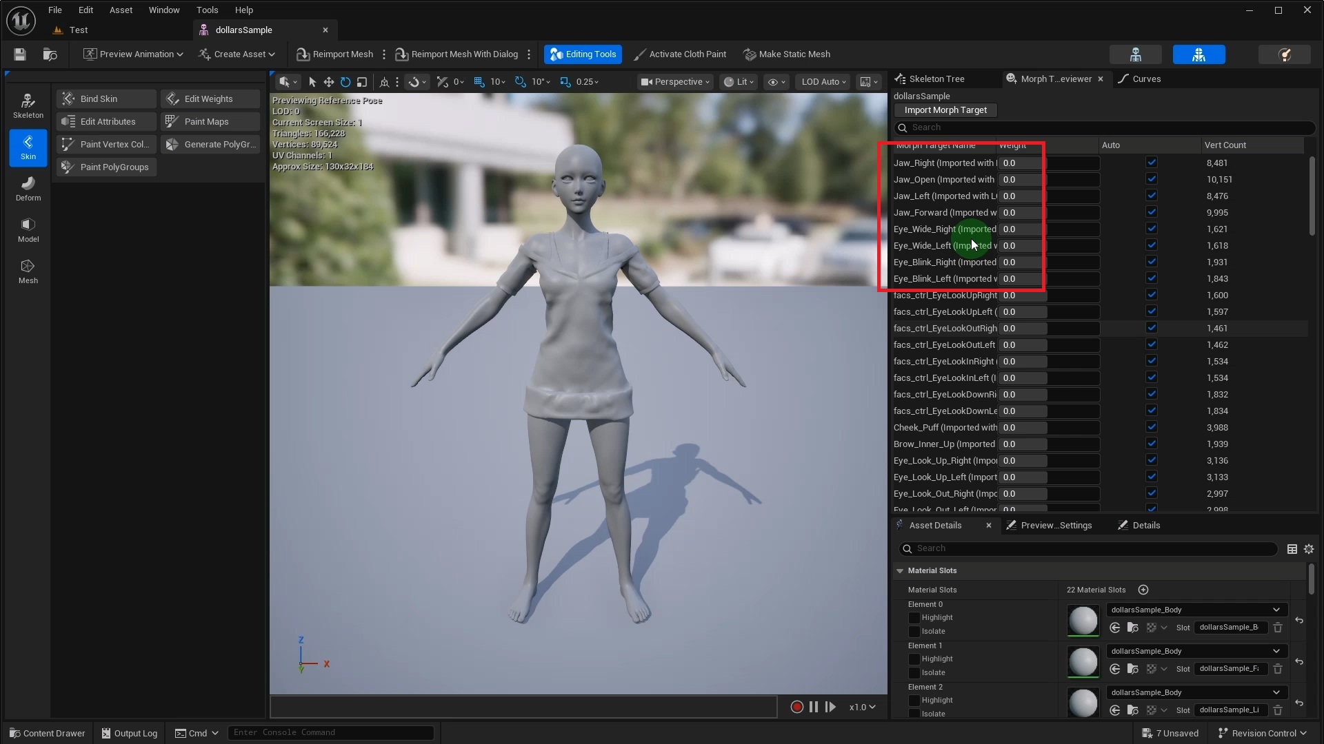 Daz model Morph Target list