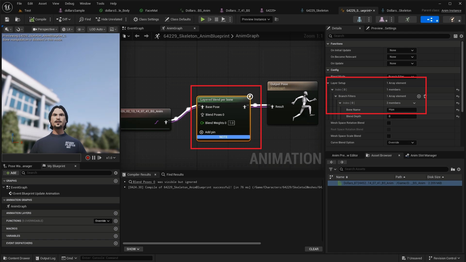 Layered Blend per Bone node setup
