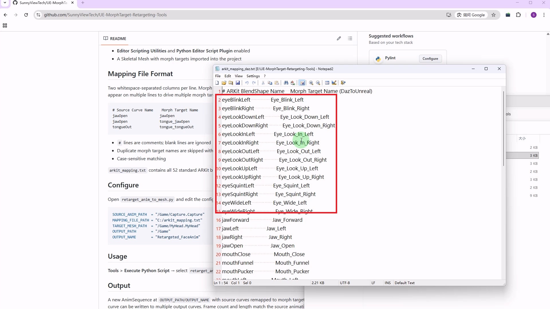 Morph Target mapping file example