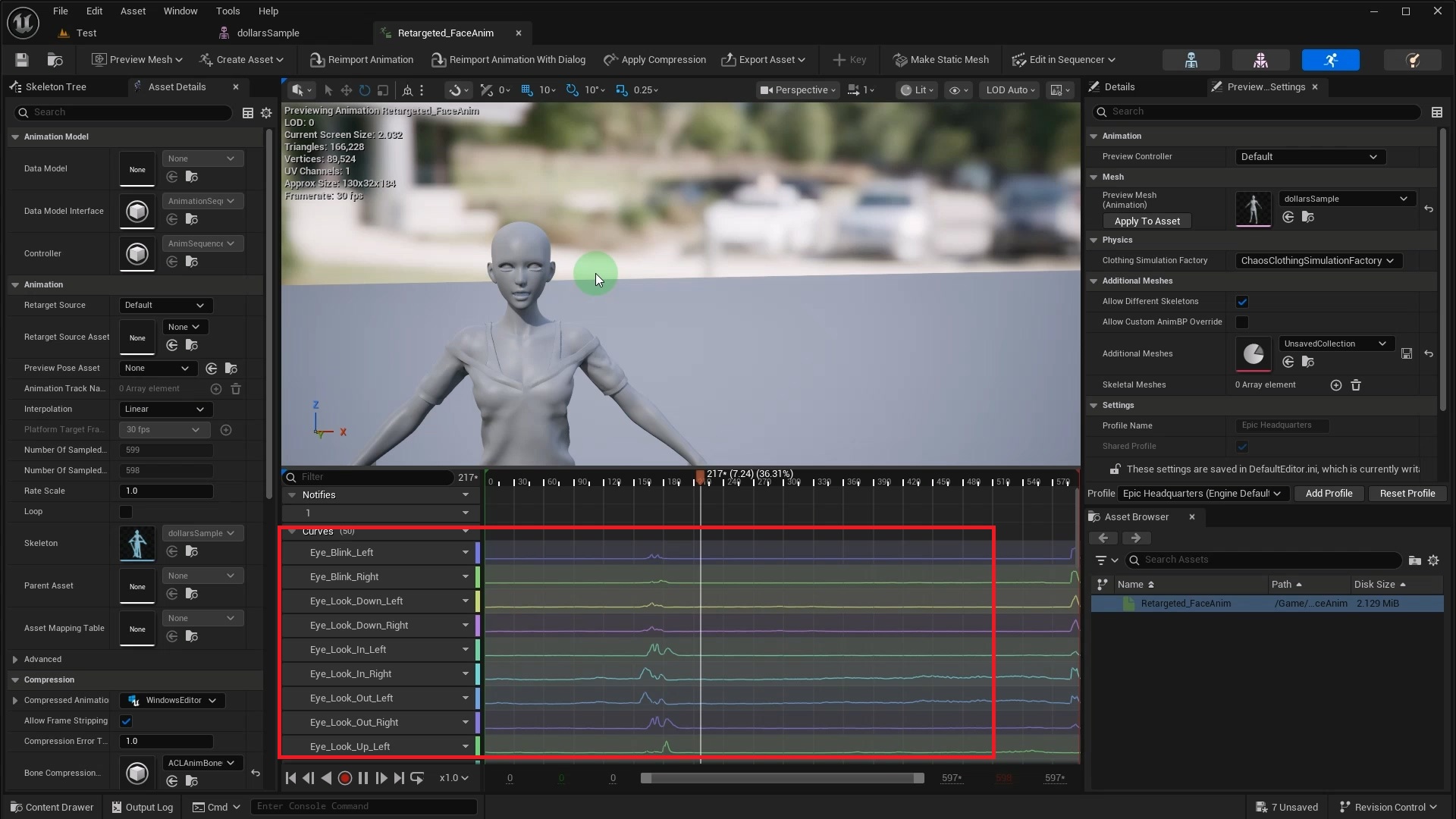 Generated retargeted animation sequence